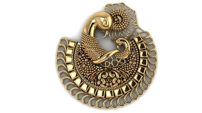brooches peacock pendant bracelet printable gold jewellery jewelry brooch pracock necklaces indian fashion bridal girls woman 3D print model - Mito3D
