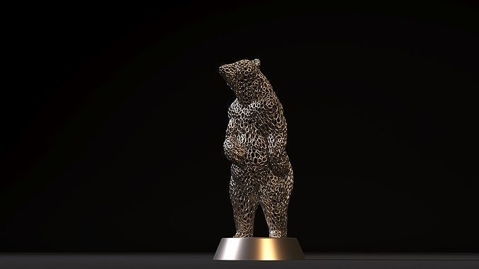 brown bear voronoi sculpture grizzly black animal teddy statue nature art printable sculptures figure teddybear 3D print model - Mito3D