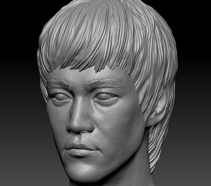 bruce lee acteur art buste célébrité personnage tête humain masculin homme portrait sculptures 3D print model - Mito3D