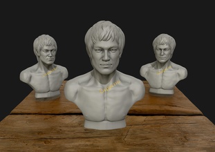 bruce lee 3d imprimível modelo brucelee escultura fdm fracasso humano cabeça arte esculturas 3d print model - Mito3D
