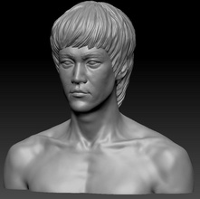 bruce lee bust portrait sculpture man actor celebrity character human male art sculptures 3d print model - Mito3D