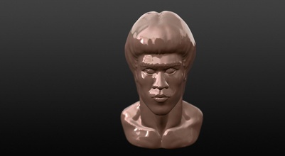 bruce sotavento busto kung fu marcial letras kárate acción estrella arte esculturas 3d print model - Mito3D