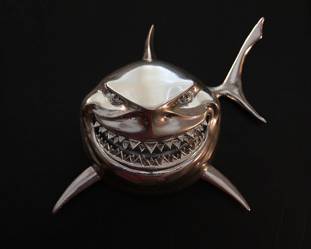 bruce shark nemo finding fish medallion swim art cartoon sculptures 3D print model - Mito3D