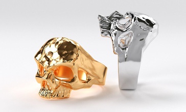 brutal fractura de cráneo anillo oro la joyería cad el imprimible mens sterling plata cabeza los anillos 3d print model - Mito3D