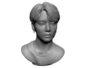 bts jungkook figure bust man celebrity kpop singer design statue sculpture art people head face sculptures 3d print model - Mito3D