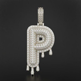 bubble letter p drip pendant initial pendants printable jewelery gold silver diamond brilliant hiphop gem jewelry 3d print model - Mito3D
