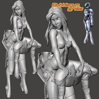bubblegum sylia hard suit sparx bgc crisis armour hardsuit female fantasy scifi muscular pose art sculptures 3d print model - Mito3D