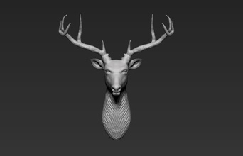 buck head art animals zbrush deer sculptures 3d print model - Mito3D