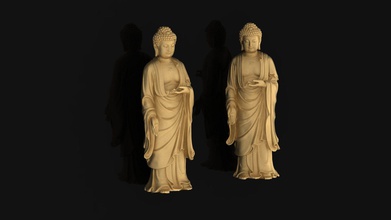 buddha paio of statue scultura religione statua buddismo santuario oro buddista arte sculture 3d print model - Mito3D