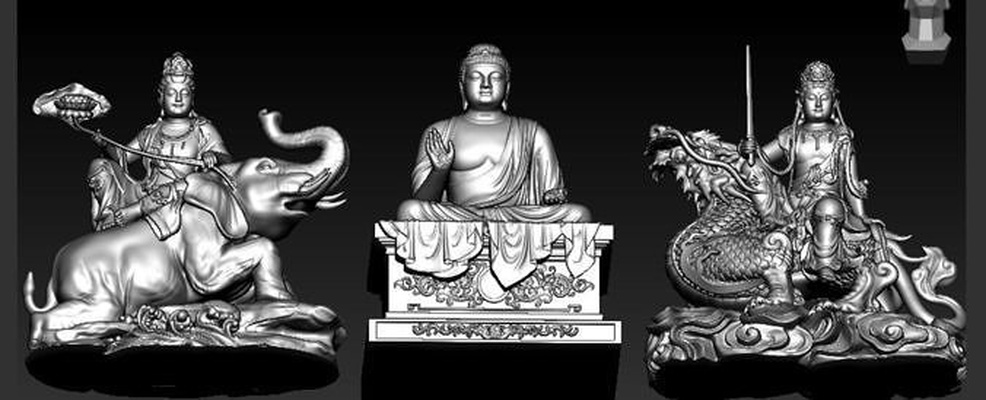 buddha bodhisattva manjushri universale saggio in3d gesù statua scultura arte 3d stl 3fs galleria oro buddismo architettonico script plugin modellazione stampabile sculture 3d print model - Mito3D