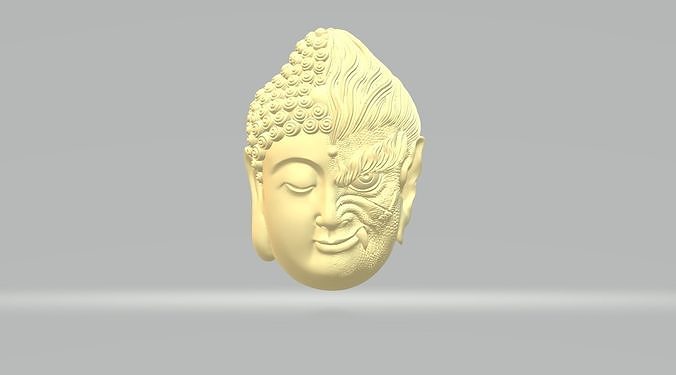 Buda demonio cabeza Guanyin bodhisattva quanyin religión Arte esculturas estatua oro Dios colgante pendiente joyería joya Pera diamante imprimible budismo meditación 3D print model - Mito3D