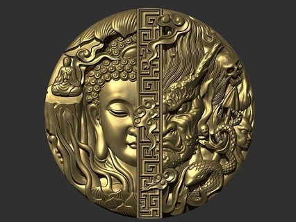 Buda şeytan an iblis bas Rahatlama kolye mücevher takı dekor dekorasyon süslü süs oymacılık stl yazdırılabilir oryantal Asya madalya madalyon dini Sanat heykeller 3d print model - Mito3D