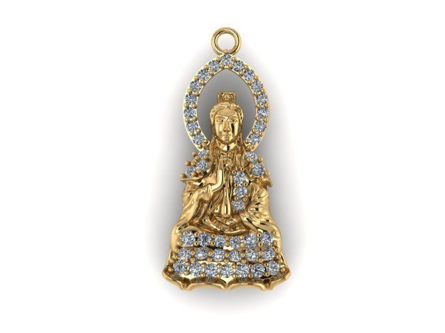 buddha pendenti di diamanti gioielli oro argento religione in ottone lucente ciondoli 3D print model - Mito3D