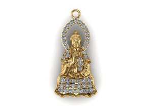 buda de diamantes colgantes la joyería oro plata religión latón brillante 3d print model - Mito3D