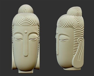 Buddha Gesicht Kopf künstlerisch Kunst traditionell Religion Statue Skulptur Dekoration Ornament Zahl orientalisch Anhänger Juwel Karikatur Baby Skulpturen 3d print model - Mito3D