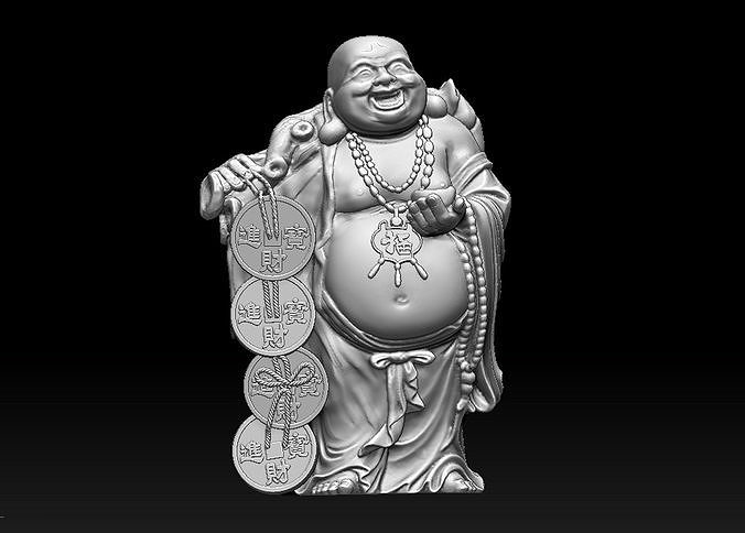 buddha of fortuna 3d stampa modello scultura argilla arredamento statua arte figura casa i soldi stampabile porcellana fortunato 3D print model - Mito3D