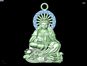 buddha guan yin pendant jewelry gold silver diamond design gem fashion rhino matrix zbrush pendants 3d print model - Mito3D