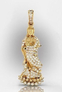buddha guan yin pendente oro splendente lusso prezioso gioielleria stampabile collana bodhisattva guanyin India argento gioiello sterlina gemma platino luccicare yang ciondoli 3d print model - Mito3D