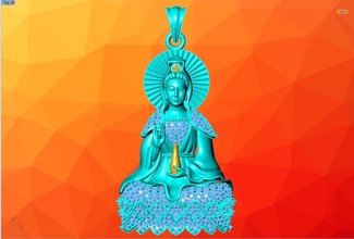 Buda pava yin colgante pendiente pendan joyería joya diamante diseño oro colgantes bodhisattva budas decoración deidad Dios escultura estatua religioso Guanyin 3d print model - Mito3D