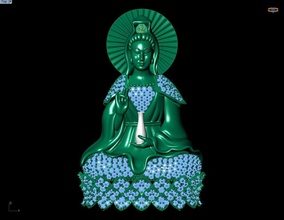 Bouddha guan yin pendentif bijoux or argent diamant conception gemme mode rhinocéros matrice zbrush pendentifs 3d print model - Mito3D
