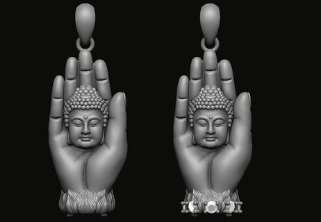 Buda mão pingente Maitreya rindo feliz budai religião feng shui personagem fantasia humano modelos arte esculturas 3d print model - Mito3D