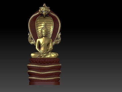 Buda baş 1 Ejderha Khmerart heykel Khmer Sanat heykeller 3d print model - Mito3D