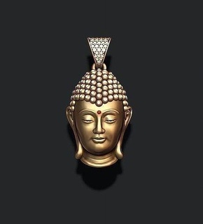 buddha head pendant gems budda siddhartha gautama buddhism zen religion god buda budah budha sidharta hinduism jewelry krishna iced diamond gemstone briliant pendants 3d print model - Mito3D