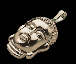 buda cabeza colgante pendiente joyería joya multa religioso imprimible oro plata colgantes 3d print model - Mito3D