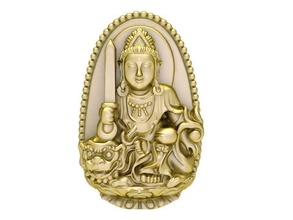 buddha manjusri bodhisattva lucky amulet pendant 3042 jewelry fashion accessories gold diamond fengshui pendants 3d print model - Mito3D