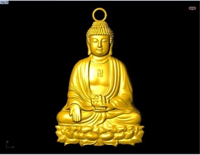 Bouddha pendentif bijoux or argent diamant conception gemme mode rhinocéros matrice zbrush pendentifs 3d print model - Mito3D