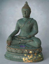 bouddha chanter 1 statue sculpture méditation figure art zen temple yoga ancien lego yin sculptures 3d print model - Mito3D