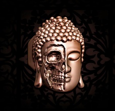 buddha skull ring jewelry budha budhist religion skullring badass biker budhism gold silver asian japan india yoga boho mantra holy rings 3d print model - Mito3D