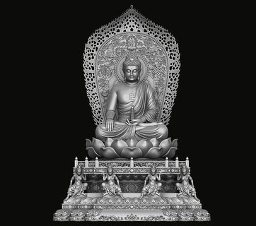 Buddha Statue Dekoration Kunst Skulptur Schmuck uralt Religion Antiquität Dekor Muster Gold Silber Holz aufwendig Skulpturen Buddhismus Tempel Hinduismus Christian 3d print model - Mito3D