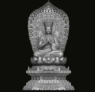 Bouddha statue décoration art sculpture bijoux ancien religion antique décor modèle or argent bois Dieu orné sculptures 3d print model - Mito3D