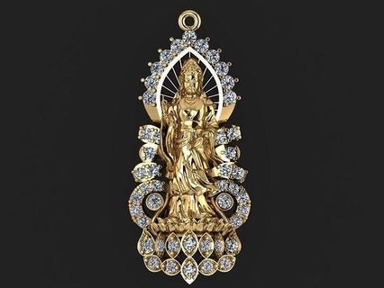 Buddha Statue Anhänger Schmuck Modell produzieren Code jst070 Gold Silber Ohrringe Diamant Juwel Ring Luxus Platin Ringe Halskette wertvoll Sterling Zubehörteil 3d print model - Mito3D