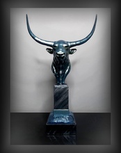 buffalo bull ox cow horn creature decor interior design exterior sculpture statue figure house lamp art miniature sculptures deco 3d print model - Mito3D
