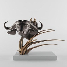 buffalo bronze sculpture of head art illustration animal statue nature figure decor printable 3dprint print cnc lowpoly zoo bison toro cow wild award sculptures 3d print model - Mito3D