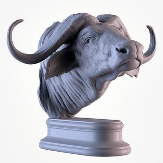 bufalo Afrikalı baş hayvanlar hayvan doğa heykel yazdırılabilir heykeller vahşi Sanat inek boynuz gümüş Çiftlik boğa güreşi Boğa sığır 3d print model - Mito3D