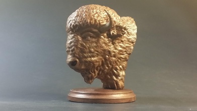 büffel büste schaf skulptur kunst figur säugetier horn bison amerikanisch wild natur statue skulpturen 3d print model - Mito3D