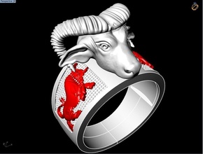 buffalo head ring jewelry gold silver diamond luxury design gem fashion rhino matrix zbrush platinum rings 3d print model - Mito3D