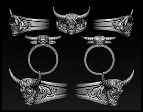 buffalo cabeza tatoo anillo la joyería buffalohead de oro plata hombre manjewelry animal animalhead animaljewelry animalring los anillos 3d print model - Mito3D