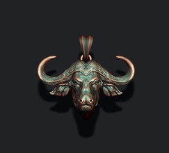 buffalo pendant animal bison bull gold jewel nature ox cow horns cattle spain toro beef detailed american wild wildlife native jewelry pendants 3d print model - Mito3D
