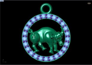 buffalo pendant jewelry gold silver diamond design gem fashion rhino matrix zbrush pendants 3d print model - Mito3D