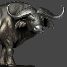 el búfalo de la impresión escultura art buffalo 3dprinting estatua imprimible las esculturas 3d print model - Mito3D