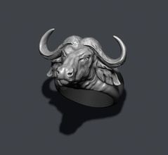 buffalo anneau animal bison bull or joyau la nature ox de vache les cornes bovins l'espagne toro viande bœuf détaillée américain sauvage faune native bijoux anneaux 3d print model - Mito3D