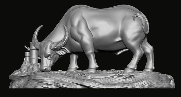 búfalo estatua animal joyería joya Arte imprimible oro plata dibujos animados esculturas alas colgantes naturaleza pluma escultura animales colgante pendiente Tigre bosque 3d print model - Mito3D