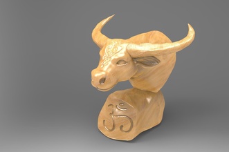 buffalo art sculpture artistic interior deco painting mathematical 3d print model - Mito3D