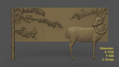 buffet ciervo tallado modelo mueble mobiliario gabinete almacenamiento dormitorio mano floral antiguo derrumbado cnc antropología casa 3d print model - Mito3D