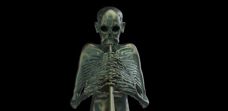 corneta estatua of esqueleto escultura arte formar personaje cuerpo humano oscuro figura esculturas 3d print model - Mito3D