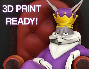 bugs bunny king meme rabbit looney tunes printable statue mood funny stylized character cartoon sculpture figure miniatures figurines furniture interior 3d print model - Mito3D